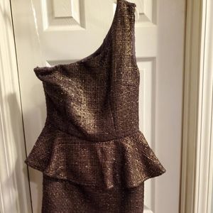 Kassety sz S, purple and metallic gold tweed, single shoulder, lined dress. Nwt.